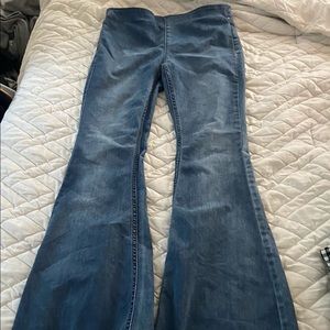 Free people elastic waistband flare jeans